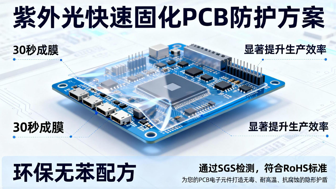 润莘电子高效固化UV三防漆UV2599 环保不含苯电子防护专家