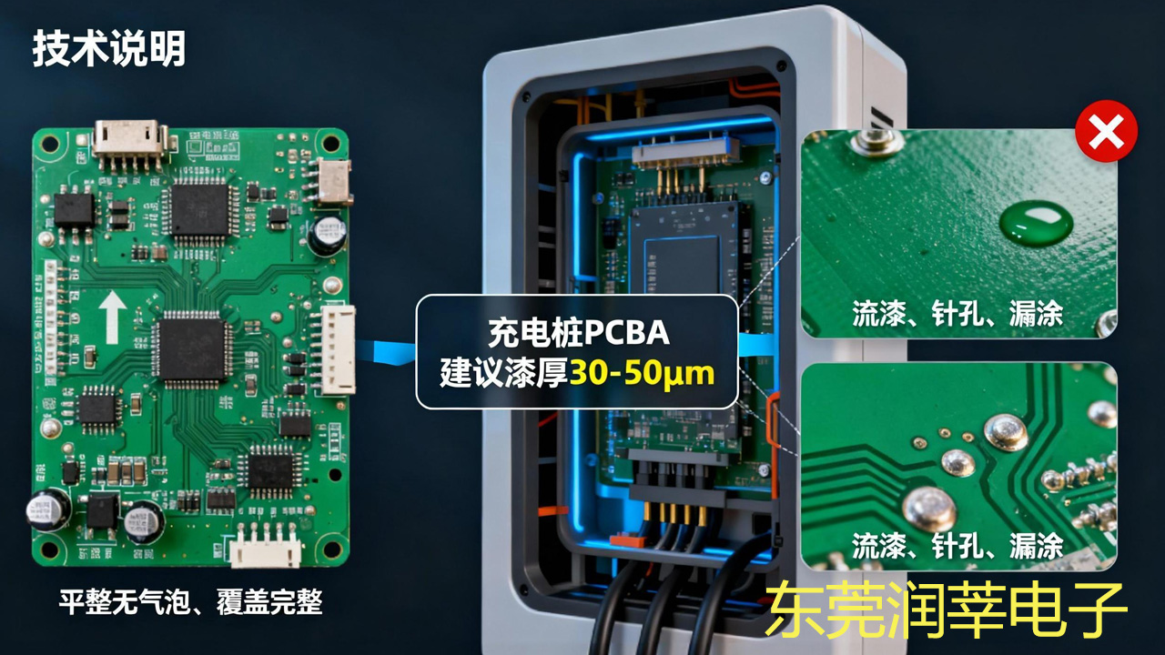 充电桩 PCBA 线路板三防漆：2 大核心注意事项，规避防护失效风险(图2)