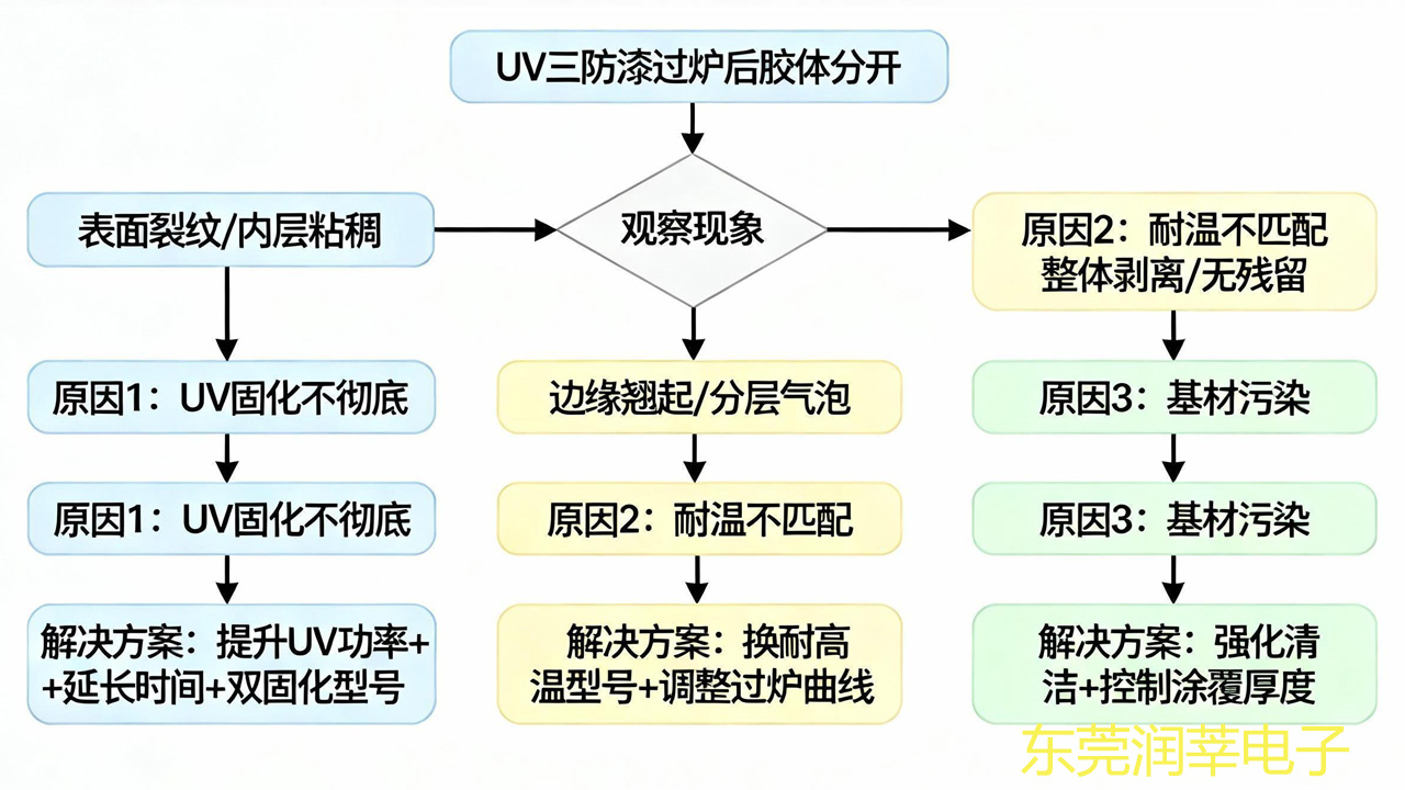 UV 三防漆过炉后胶体分开?3 大核心原因 + 解决方案(图1) UV 三防漆过炉后胶体分开?3 大核心原因 + 解决方案(图1)