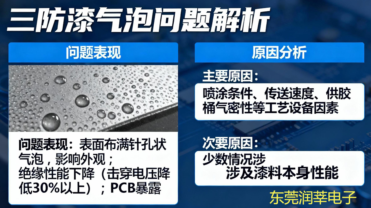 影响三防漆消泡性的 4 大因素！喷涂、传送、胶桶错 1 个，气泡满板(图1)