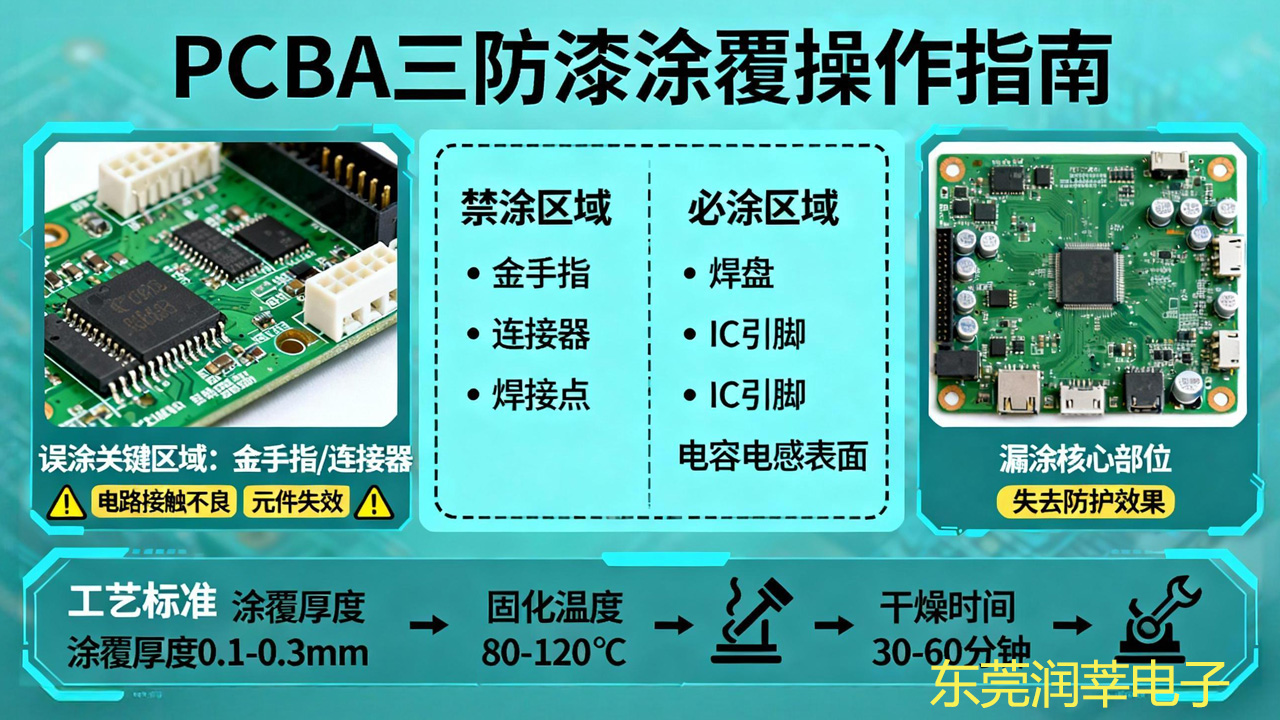 PCB三防漆涂覆指南：禁涂/必涂区域+工艺标准(图1)